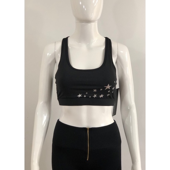 Mono B womens size S Sports bra racerback starts black silver star high support - Picture 7 of 13